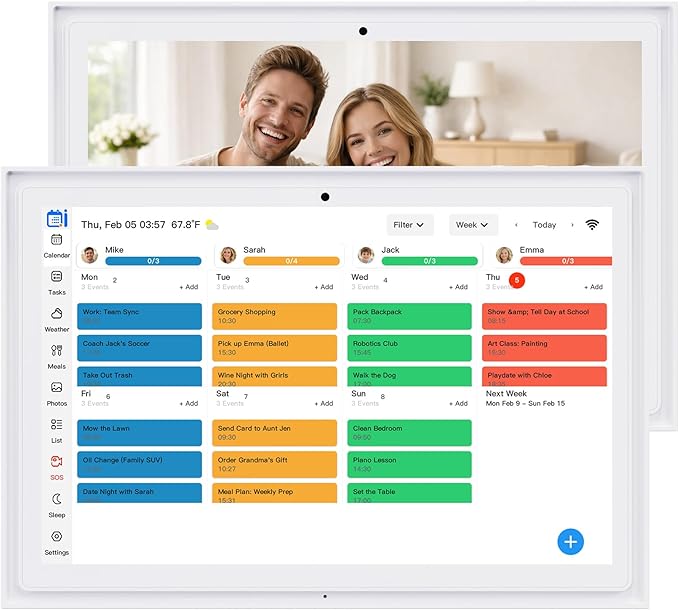 Digital Calendar Touchscreen, Smart Family Electronic Calendar and Digital Picture Frame - Digital Wall Planner with Schedule, Chore Chart, Meal Planner, Tasks, Wall & Desk Display - 10.1''
