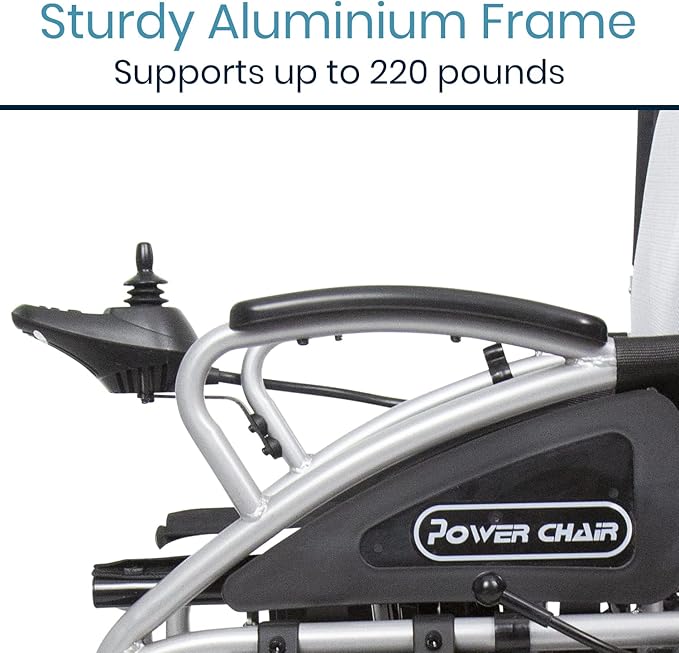 Vive Folding Electric Wheelchair - Foldable Wheel Chair, Narrow Power Scooter, Heavy Duty, TSA Approved - Compact Size for Seniors Adults - Battery Portable, Folds, Shock-Absorbing (16 x 30 x 28.5)