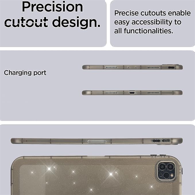 Dteck for iPad Pro 11 Inch M4/M5 (2024/2025 Release) Translucent Tablet Case, Stylish Shimmer Design, Ultra Slim Thin Lightweight, Soft TPU Scratch Resistant Shockproof Protective Cover Shell, Gray