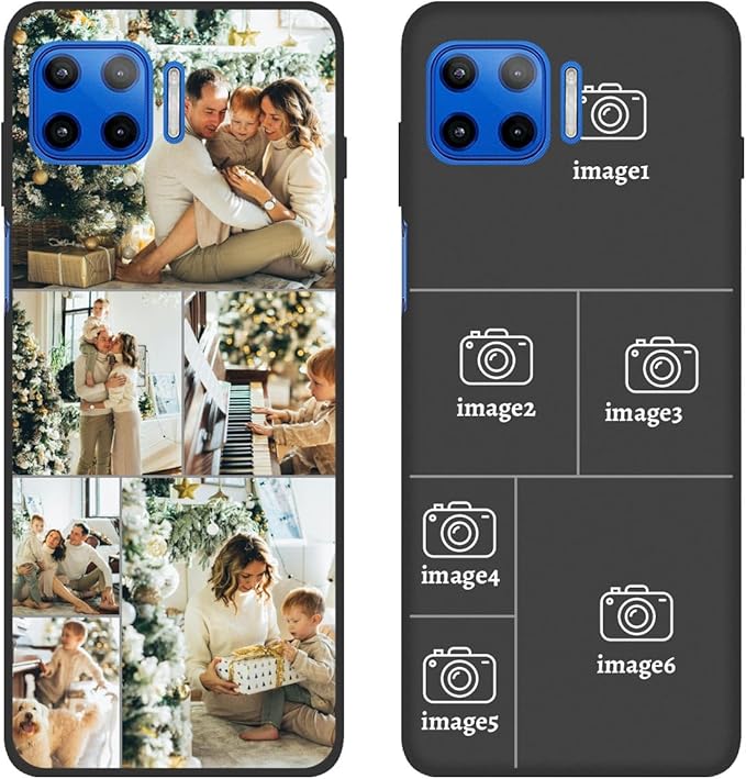 Design Your Own Case for Motorola Moto G 5G Plus, Custom Personalized Photo Collage Text Cover, Customized Picture Shockproof Protective Soft Slim Silicone Case, Gift for Birthday, Black