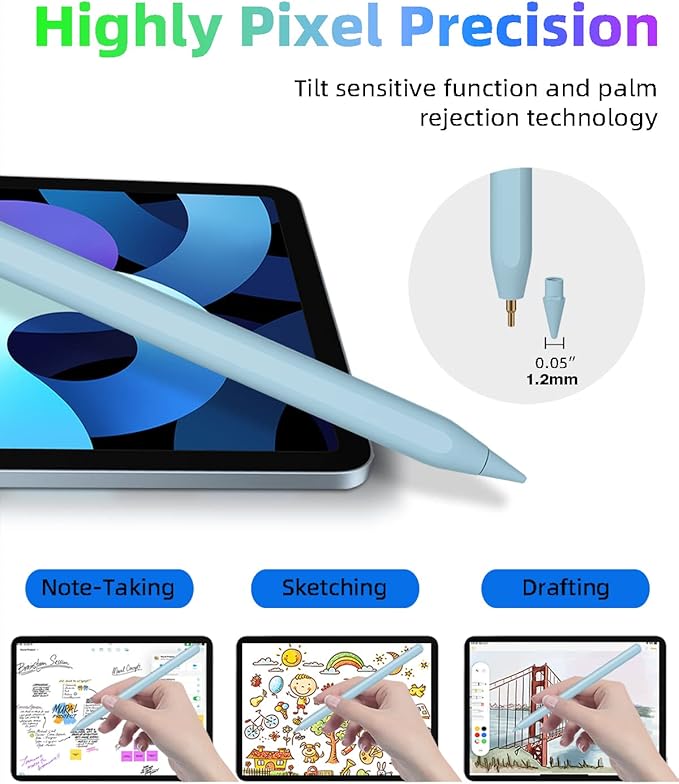 Gnanlen iPad Pencil 2nd Generation with Magnetic Wireless Charging, Same as Apple Pencil 2nd Generation,The Pen Compatible with iPad Pro 11 in 1/2/3/4,iPad Pro 12.9 in 3/4/5/6,iPad Air 4/5,iPad mini