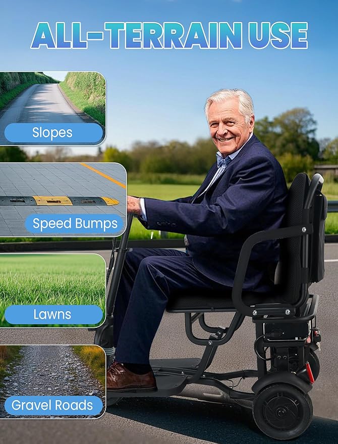 20Miles Autopilot Mobility Scooters 3 Gear Speed with Bagpack/Dust Cover/Cup Holder, 9.32MPH,Airline Approved, Foldable Mobility Scooters Lightweight for Adults/Seniors, Support 300lbs