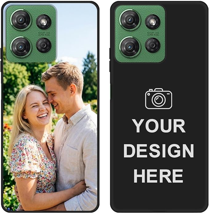 Custom Phone Case for Motorola Moto G Power 5G 2025, Design Your Personalized Photo Logo Name Phone Cover, Slim Soft TPU Lightweight Silicone Black Case, Customized Gift for Birthday Christmas