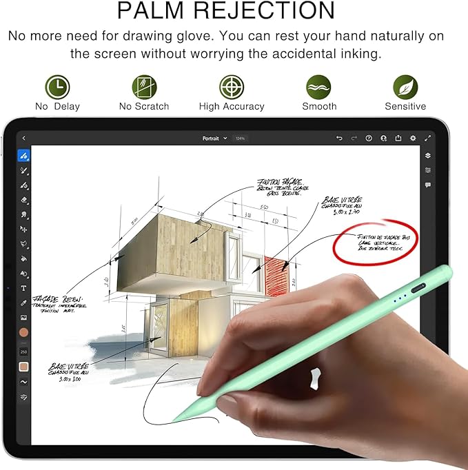 HATOKU Stylus Pen for iPad 2018-2026, 15 Mins Fast Charging Pencil 1st Gen with Tilt & Palm Rejection Digital Pens Stylus Pens for iPad 6-11, Air 3/4/5/M2/M3, Mini 5/6/7, Pro 11"/12.9"/M4 M5 (Green)