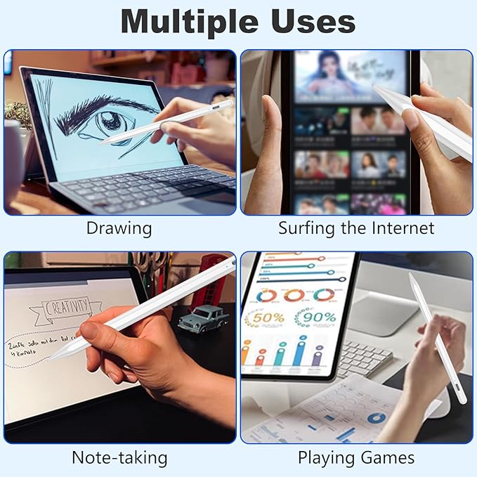 Stylus Pen for iOS&Android Touch Screens, Active Pencil for Samsung, Smart Digital Stylus Pens for Lenovo/Vivo/Mi/HUAWEI and Other Tablets, iPhone/Samsung/Google Pixel Smart Phones for Drawing&Writing