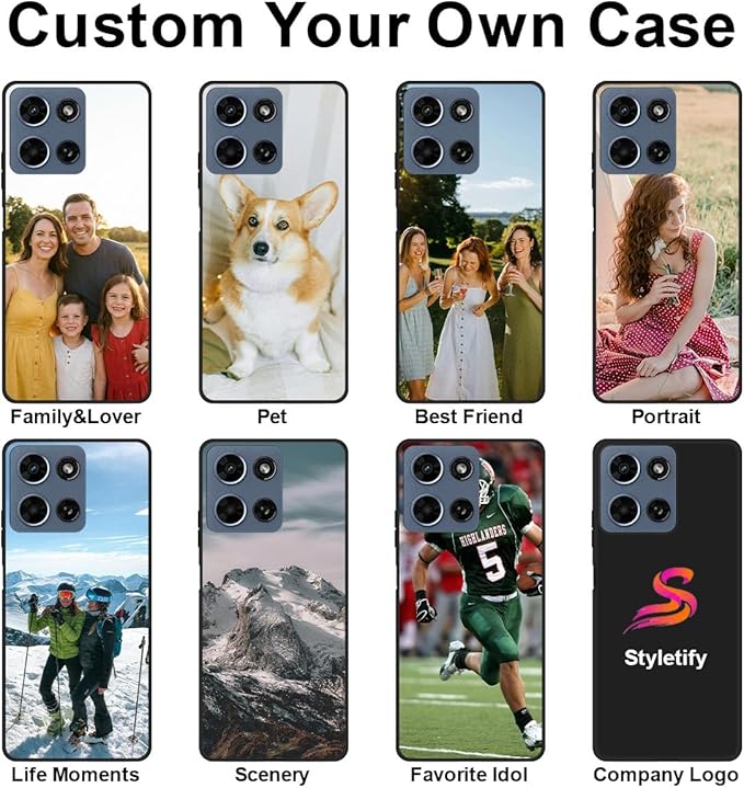 Custom Phone Case for Motorola Moto G Play 2026, Design Your Personalized Photo Logo Name Phone Cover, Slim Soft TPU Lightweight Silicone Black Case, Customized Gift for Birthday Christmas