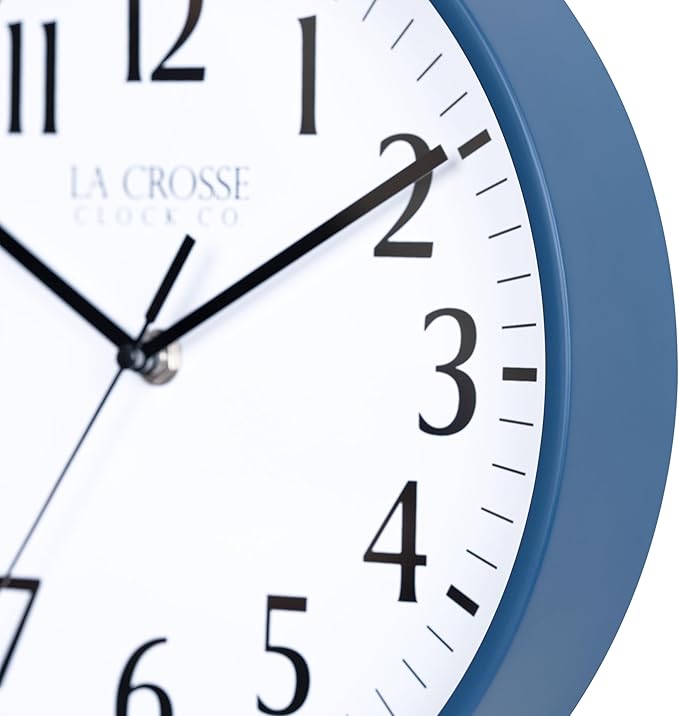 La Crosse Clock 404-3025NB 10 Inch Navy Blue Basics Analog Quartz Wall Clock