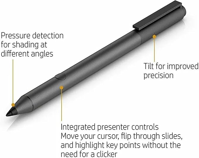 MPP 2.0 Tilt Pen 2MY21AA 929863-001 SPEN-HP-03 Active Stylus - 4096 Pressure Sensitivity, Tilt Function, USB-C Rechargeable for HP Spectre x360, Envy x360, Pavilion x360, Omnibook 2-in-1 Laptops