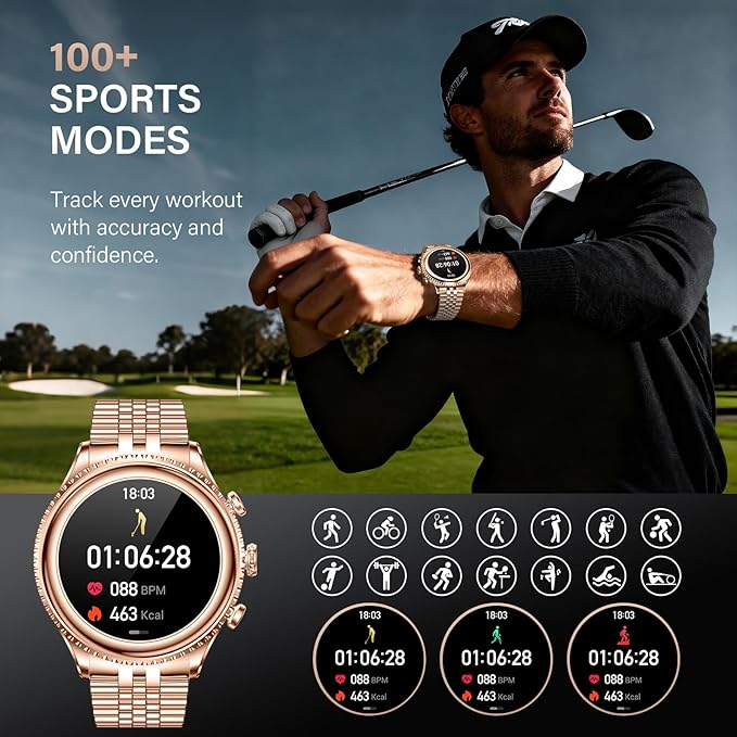 2026 Luxury Smart Watch for Men, Rotating Dial (Axe-Cut Bezel) Smartwatch, 1.32" AMOLED Display, Heart Rate, Blood Pressure, SpO2, Sleep Monitor, Stainless Steel Build, Compatible Android and iOS