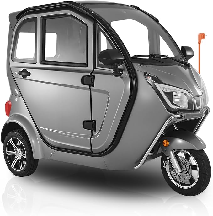 VEVOR 3-Wheel Enclosed Mobility Scooter for Seniors Adults, 650lbs Capacity, 3-Seater 1500W Electric Recreational Mobility Scooter 37 Miles Long Range, Remote Unlock, All-Terrain for Shopping Touring