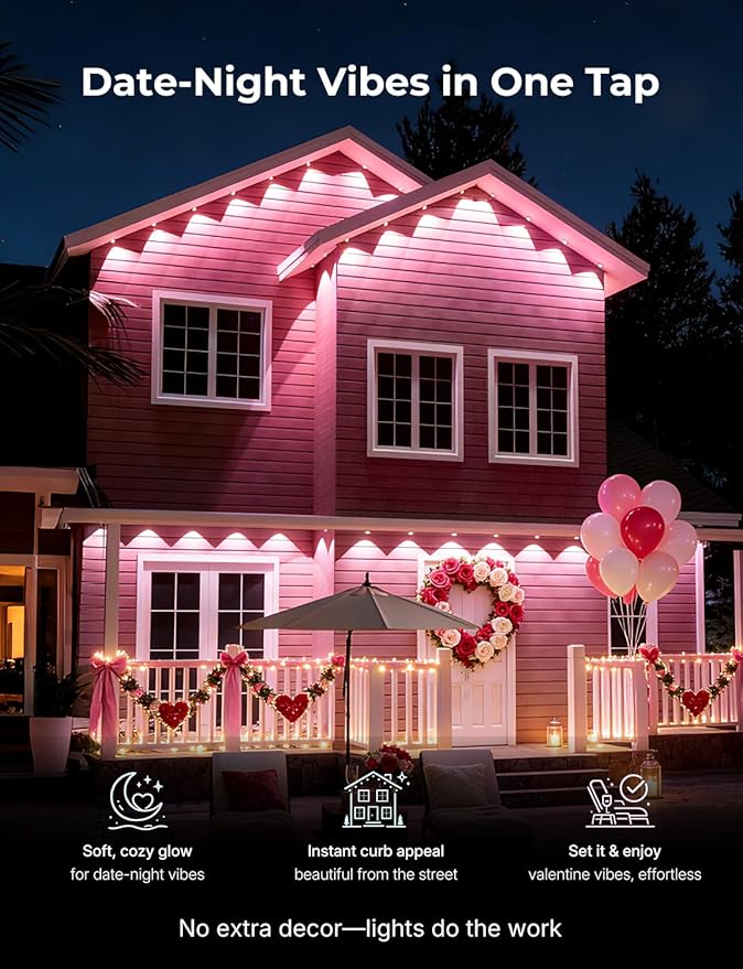 150FT Permanent Outdoor Lights for House, Smart RGB LED Eaves Lighting with APP & Remote Control, IP67 Waterproof Christmas Lights for Holidays, Parties & Year-Round Décor