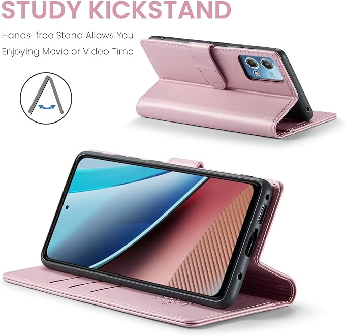 FLIPALM Wallet Case for Moto G Stylus 5G 2024, RFID Blocking Credit Card Holder, PU Leather Folio Flip Kickstand Protective Shockproof Cover for Motorola Moto G Stylus 5G 2024 (Rose Gold)