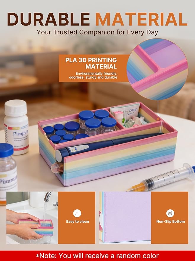 Insulin & Peptide Storage Case, Heavy Duty Peptide Case Suitable for Fridge and Freezer, Vial Holder for Peptides & Diabetic Supplies(Random Color)