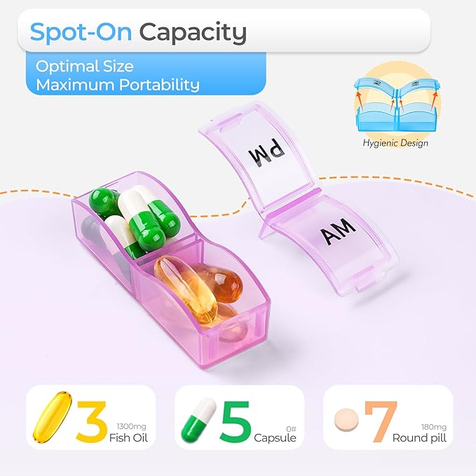 Monthly Pill Organizer AM/PM 31-Day Travel Medicine Case 4-Week Pill Box
