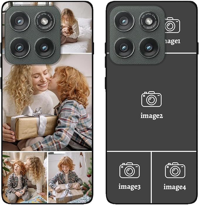 Custom Photo Case for Motorola Moto Edge 2025, Create Your Own Picture Collage Phone Case, Soft Drop Protection, Personalized Anti-Scratch TPU Soft Cover, Gifts for Family Friends, Black