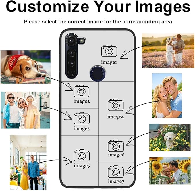 Custom Personalized Case for Motorola Moto G Stylus 2020 6.4", Customized Multiple Photos Collage Text Phone Cover, Full Body Shockproof Soft Silicone Case, Anti-Scratch, Wireless Charging, Black
