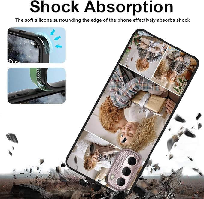 Custom Photo Case for Motorola Moto G Stylus 5G 2022, Create Your Own Picture Collage Phone Case, Soft Drop Protection, Personalized Anti-Scratch TPU Soft Cover, Gifts for Family Friends, Black