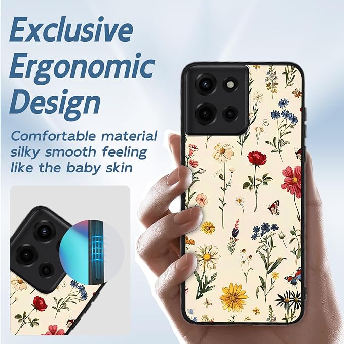 for Moto G Power 2025 Phone Case, Soft TPU Shockproof Full Body Protection Cover 6.8" for Moto G Power 2025, Lightweight Compatible Wireless Charging, Featuring Wildflowers