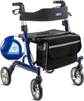HEPO Rollator Walkers with Ergonomic Seat for Seniors,Foldable Rolling Walker with 8" All Terrain Wheels, Handles and Brakes for Seniors and Adult