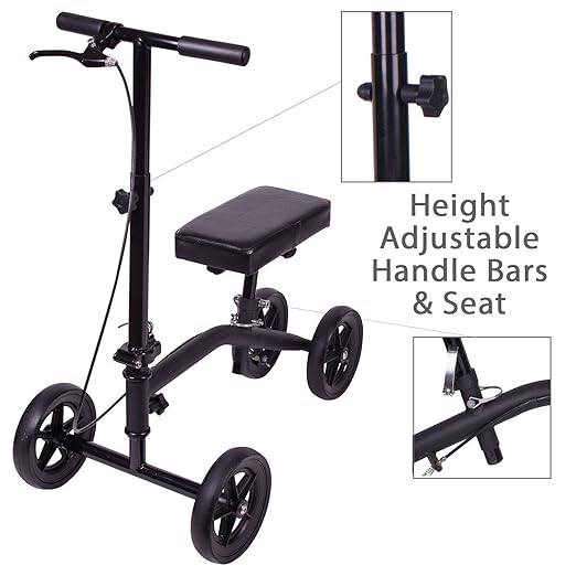 Carex Economy Rolling Knee Walker with Comfortable Padding - Steerable Knee Scooter for Foot Injuries with Hand Brake - Crutch Alternative