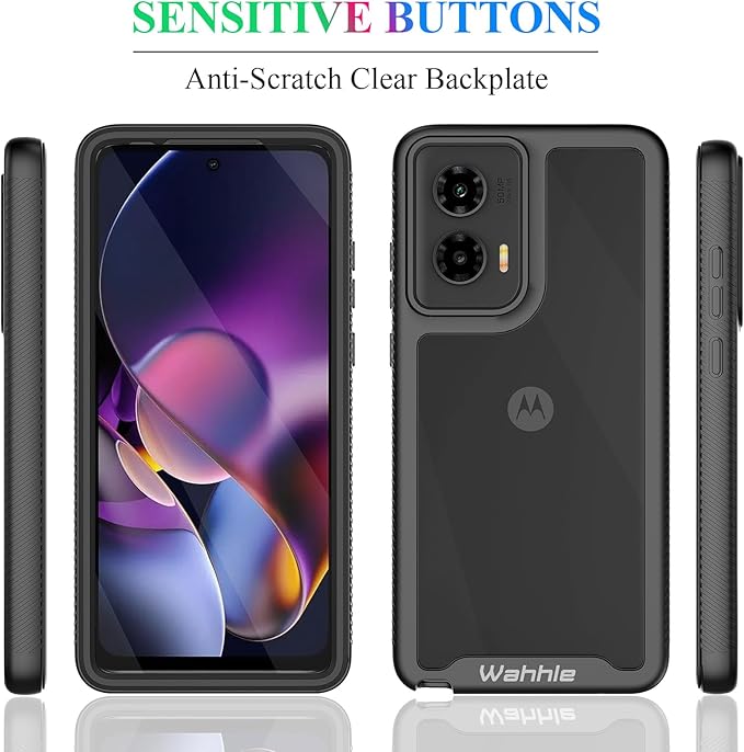 wahhle Compatible with Moto G Stylus 5G 2024 Case, Built in Screen Protector Full Body Shockproof Slim Fit Bumper Protective Phone Cover for Motorola G Stylus 5G 2024 Men Women-Black/Clear