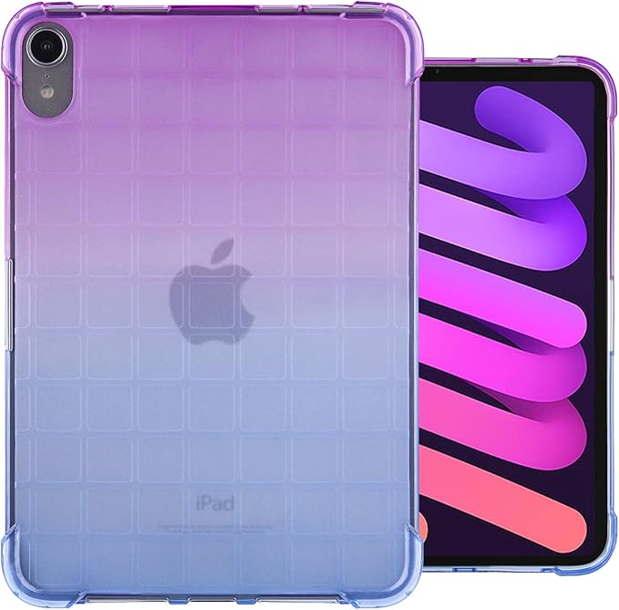 Dteck for iPad Mini 8.3 Inch (A17 Pro/6th Generation) 2024/2021 Cute Translucent Back Cover, Ultra Thin Lightweight Slim TPU Case with Reinforced Corners, Protection Shock-absorbing Shell, Purple Blue