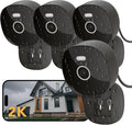 2K Wired Security Camera, Indoor/Outdoor for Home, Pet, Baby, Nanny, IP65 Waterproof Color Night Vision, White Light & Siren, Recording, Motion Detection, Works with Alexa,Pulg in, Black-4P