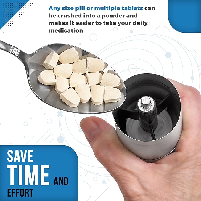Pill Grinder - Top Choice Pro Pill Crusher and Cutter that Grinds Your Pills and Tablets to Help Make Taking Medication and Supplements Easier, Manual Stainless Steel Design…