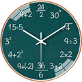QINFIEY 10 Inch Math Wall Clock Silent Non Ticking Movement Quality Quartz Wall Clock for Office Classroom/School/Home/Kitchen/Living Room Wall Decorations (Green)