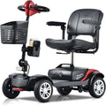 4 Wheel Mobility Scooter - Lightweight, Foldable Electric Mobbility Scooter for Adults, Seniors with Long Range Battery, Shock Absorbing, Basket, Car Light