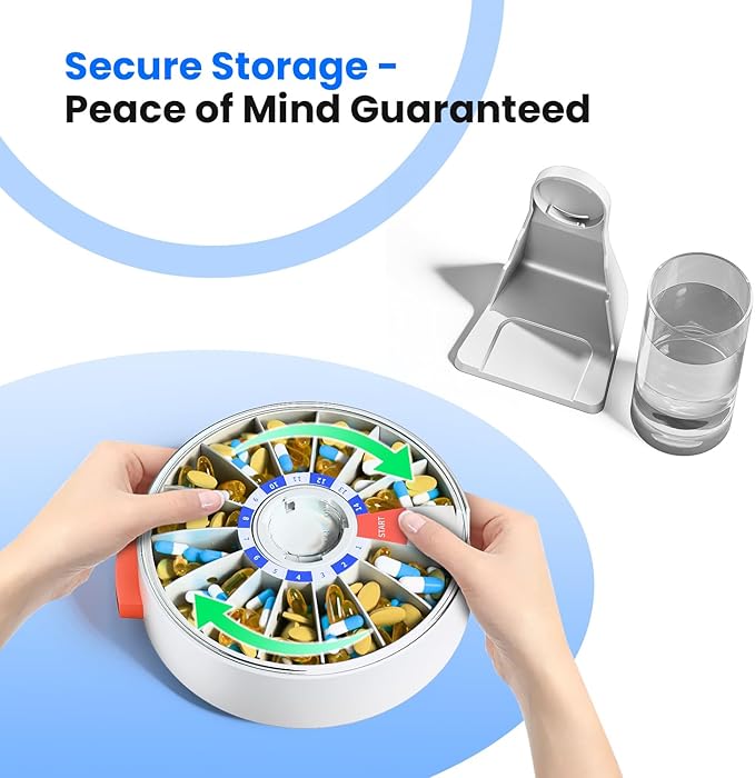 Odaro Large Pill Dispenser Weekly 7-Day AM/PM Wall-Mount or Standing White