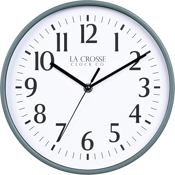 La Crosse Clock 404-3025G 10 Inch Green Basics Analog Quartz Wall Clock