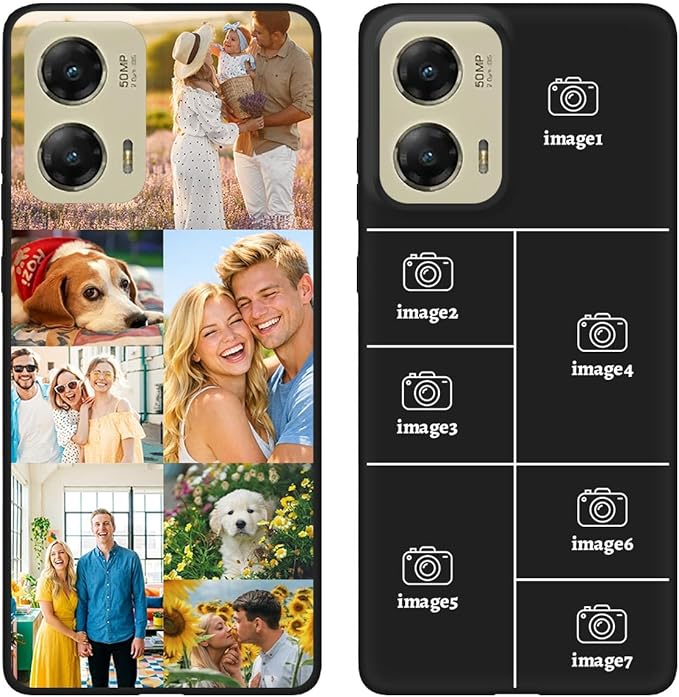 Custom Personalized Case for Motorola Moto G Stylus 5G 2024 6.7", Customized Multiple Photos Collage Text Phone Cover, Full Body Shockproof Soft Silicone Case, Anti-Scratch, Wireless Charging, Black