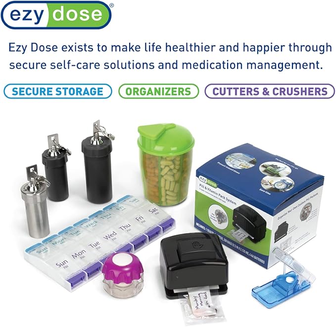 EZY DOSE Weekly (7-Day) Pill Case, Medicine Planner, Vitamin Organizer, Large Pop-Out Compartments, 4 Times a Day, Convenient and Easy to Use, Color May Vary, BPA Free