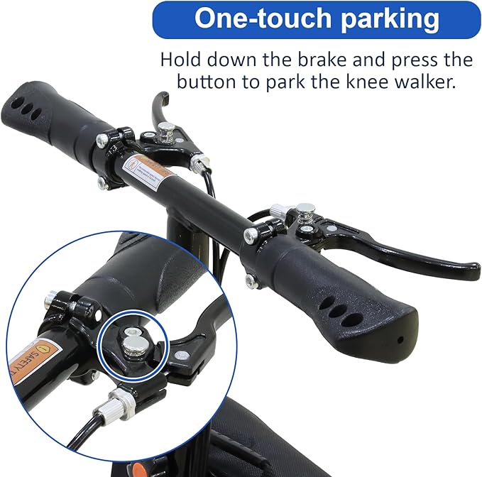 BlessReach Steerable Knee Scooter Deluxe Medical Scooter for Foot Injuries Compact Crutches, with Dual Rear on-Wheel Brake and Shock Absorption Under The Knee pad（Blue）