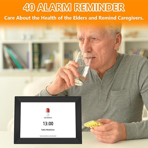 10.1" Touch Screen Digital Clock for Seniors with Date and Time for Elderly,Medicine Reminders,Dementia Alzheimers Clocks for Seniors, 64 Alarm 58 Reminders, Auto DST,Thanksgiving Gift (Black)
