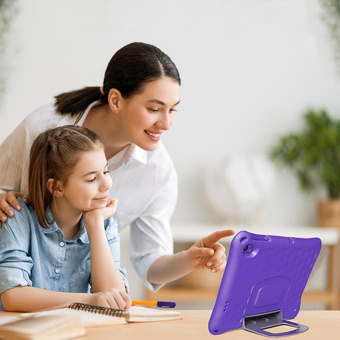 Case for Onn 10.1 Inch Tablet (2024 Model) Gen 4 - Shockproof Lightweight Protective EVA Kids Kickstand Cover Case + 1 Stylus (Purple)