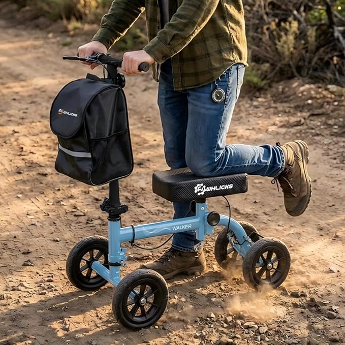 WHLICKS All Terrain Knee Scooter for Adults for Foot Surgery, Foldable & Steerable Knee Walker with PU Wheels, Medical Knee Scooter for Broken Foot Injured, Lightweight Leg Scooter for Broken Ankle