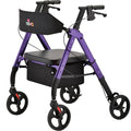 NOVA Star 8 Foldable Rollator Walker for Seniors, 400 lb Weight Capacity, Wide Padded Backrest with Seat, 8” All-Terrain Wheels, Easy-Grip Locking Hand Brakes, Height Adjustable, Purple
