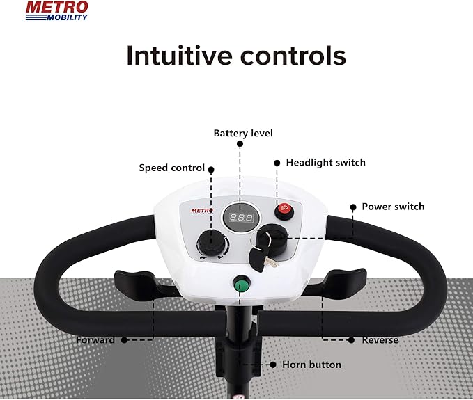 Christmas Gift for Mom Dad Parents Metro Mobility Scooter for Adults/Seniors-4-Wheel Foldable Electric Powered Mobility Scooters-with Thickened Leather Seats-Long Range Power Extended Battery-M1 White
