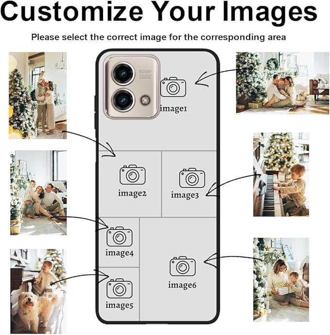 Design Your Own Case for Motorola Moto G Stylus 5G 2023, Custom Personalized Photo Collage Text Cover, Customized Picture Shockproof Protective Soft Slim Silicone Case, Gift for Birthday, Black