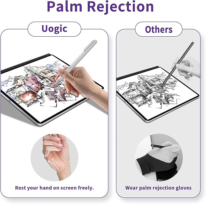 Uogic Pen for Microsoft Surface, 4096 Pressure Sensitivity Palm Rejection Stylus, for Surface Pro (6th/7th/7+/8th/9th/10th/X Gen), Surface Go (1st/2nd/3rd Gen), Surface Book (1st/2nd/3rd Gen)