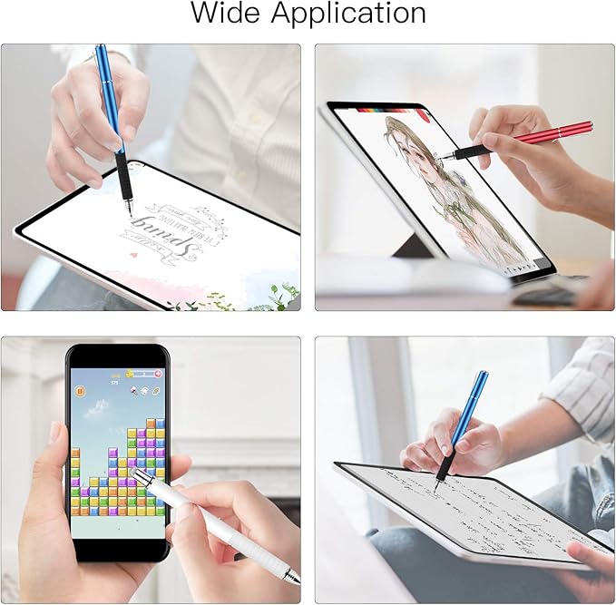 3 Stylus Pens for Touch Screens, Capacitive Pen High Sensitivity & Fine Point, Universal Stylus with Clear Disc for iPhone X/8/8plus iPad/iPad Pro/iPad Mini and All Capacitive Touch Screens