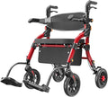 Rollator Walkers for Seniors with Seat, 2-in-1 Walker Wheelchair Combo, Foldable Rolling Walker with Seat, Wheelchairs for Adults – 400 lbs Capacity, Adjustable Height