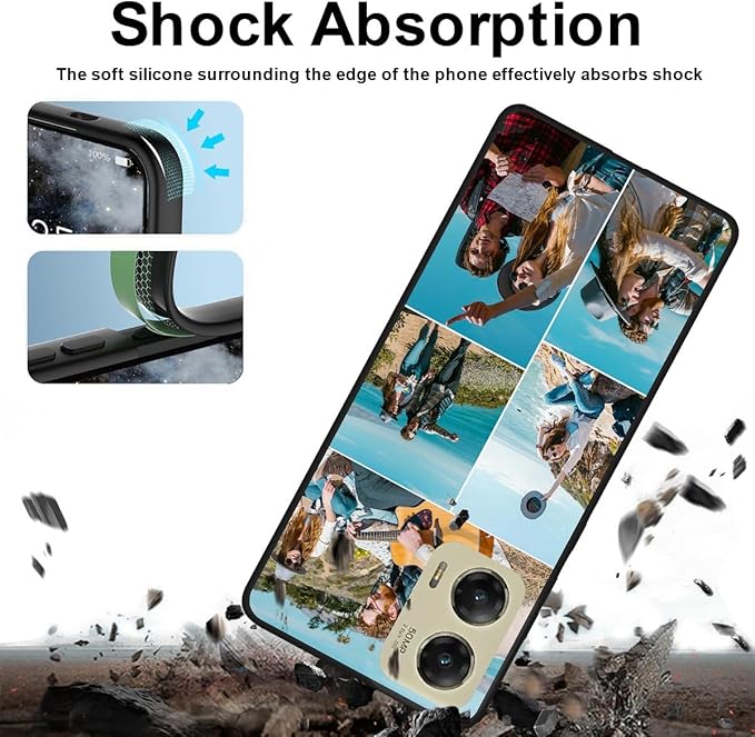 Customized Photo Case for Motorola Moto G Stylus 5G 2024 6.7 inch, Personalized Collage Design Phone Cover, Custom Picture Black Silicone Soft Slim Rubber Case, Gift for Couple Lover Bestie