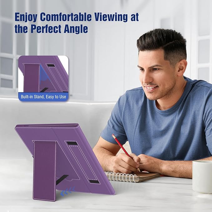 TiMOVO Universal Case for 10.1 Inch Android Tablet with Pen Loop, Lightweight Folding Stand Cover with Hand Strap for All 9.6"-11" Touchscreen Tablet, Dark Purple