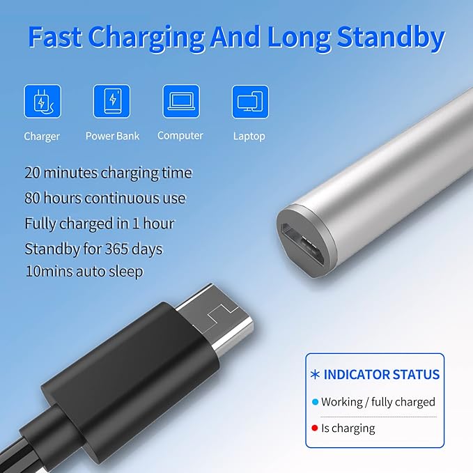 Stylus Pen for HP Envy X360 Pavilion X360 Specter X360 Spectre X2 Envy X2 Rechargeable MPP 2.0 Tilt Active Pen with 4096 Pressure Sensitivity, Palm Rejection, Magnetic Attachment Function, Silver