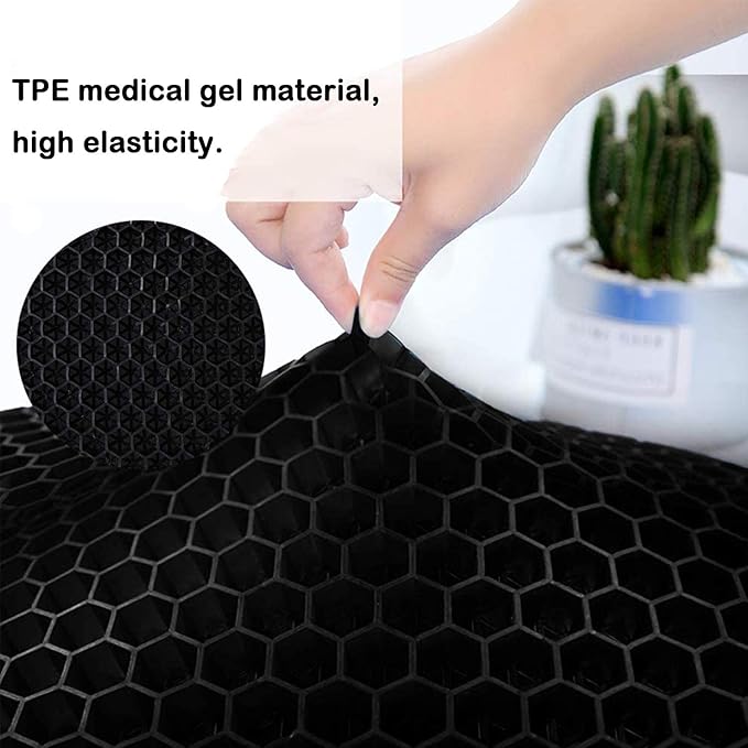 2023The Newest Gel Seat Cushion,with Non-Slip Cover,Help in Relieving Back Pain & Sciatica Pain,Seat Cushion for The Car,Office,Wheelchair&Chair (Black)