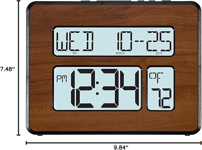 La Crosse Technology 513-1419BL-WA-INT Atomic Large Full Digital Calendar Clock