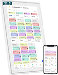 21.5 Inch Digital Wall Calendar – Rewards for Chores! Smart Electronic Family Organizer with Touchscreen, Meal Planner & Photo Frame, Syncs with Google/iCloud, for Wall or Desk, White (New Version)